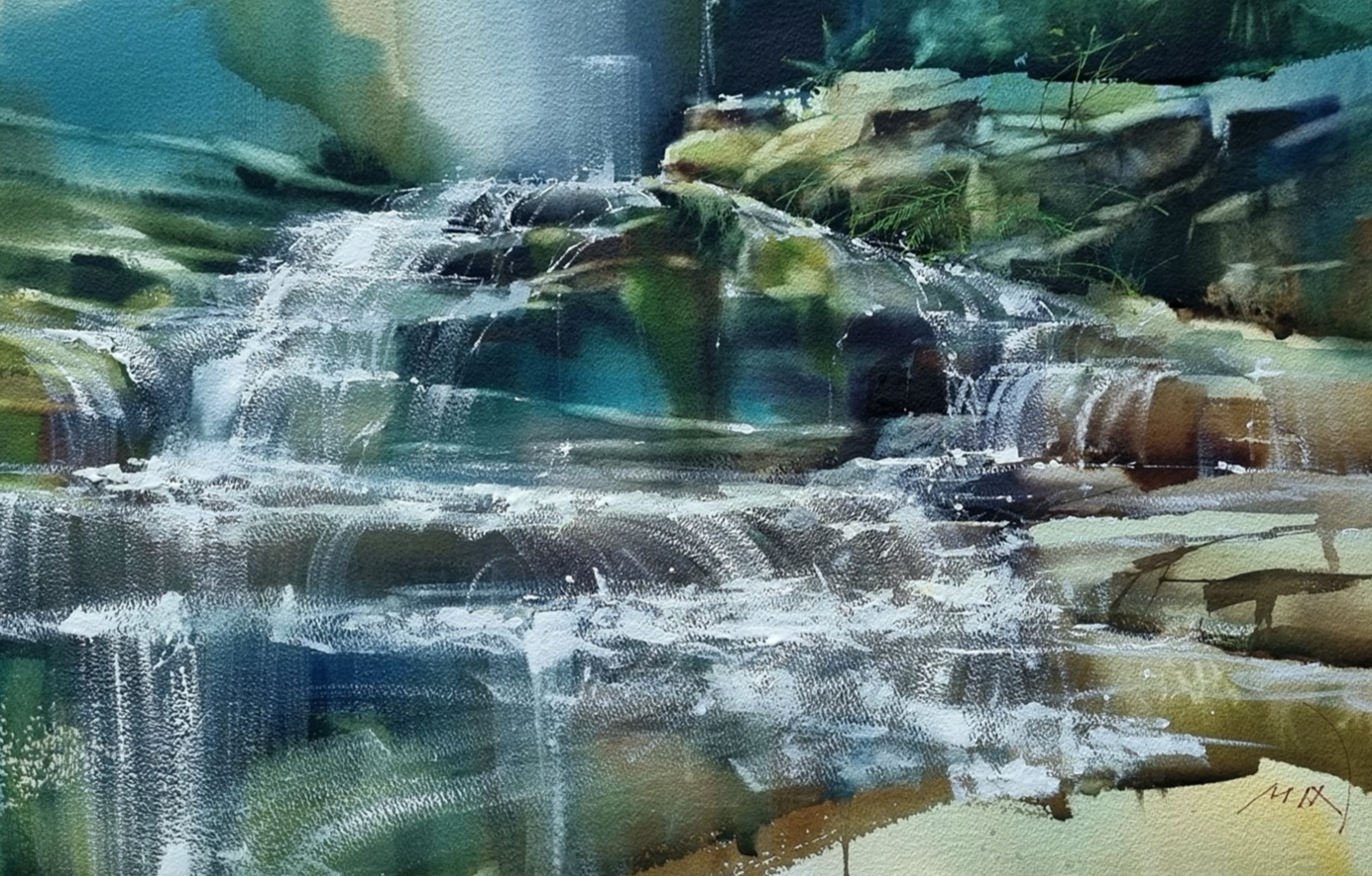 watercolour pain of Mclean Falls.